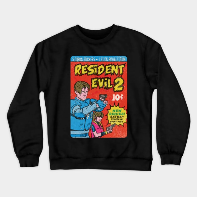 Resident Evil 2 Bubble Gum card fan art Crewneck Sweatshirt by MarkScicluna